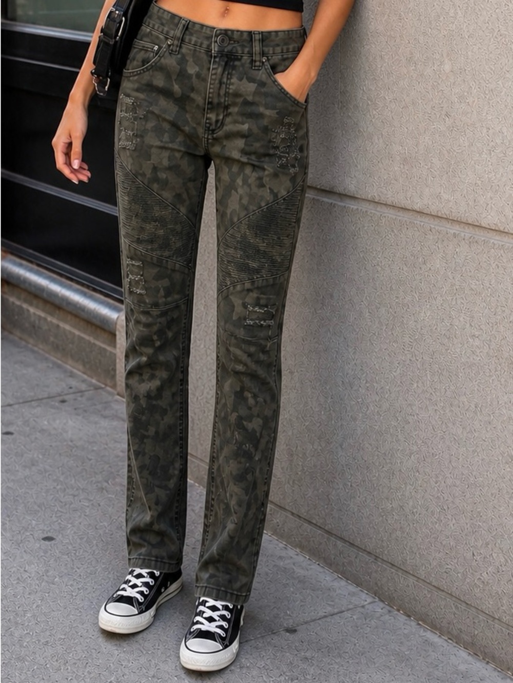 INC International Concepts Olive Utility High-Rise Jeans